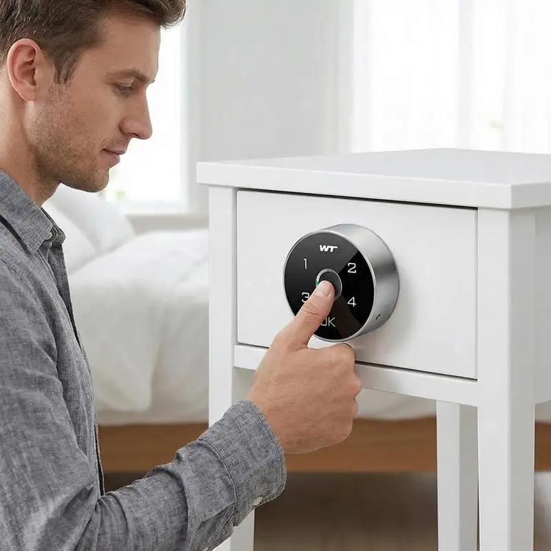 Black/White 4-Digit Electronic Touch Panel Password Intelligent Drawer Lock Counterclockwise Unlocking Optional
