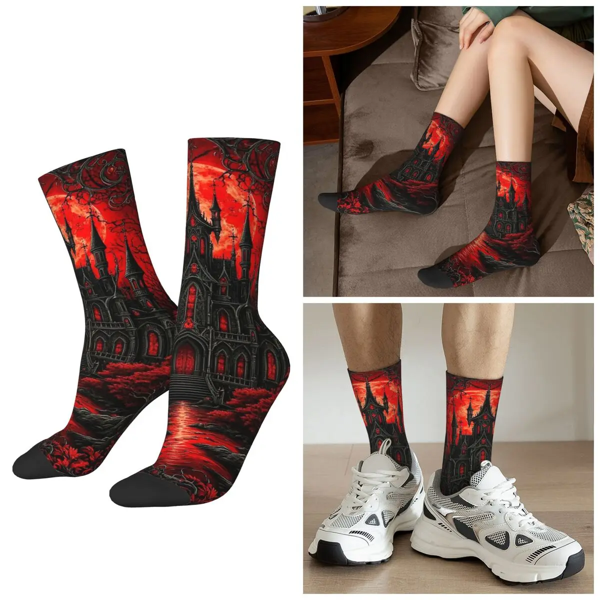 

Всесезонные готические замки, темные носки в стиле ретро, носки в стиле Харадзюку, повседневные чулки для мужчин и женщин, рождественские подарки