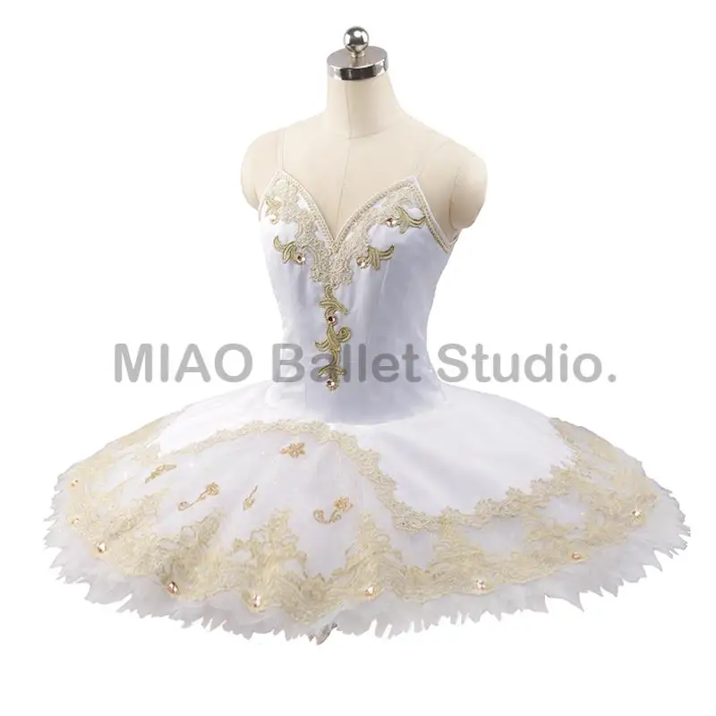 White Gold Professional Platter Tutu ballet  for Girls Coppelia Doll Costume Ballet tutu Classical Adult Ballerina 0154