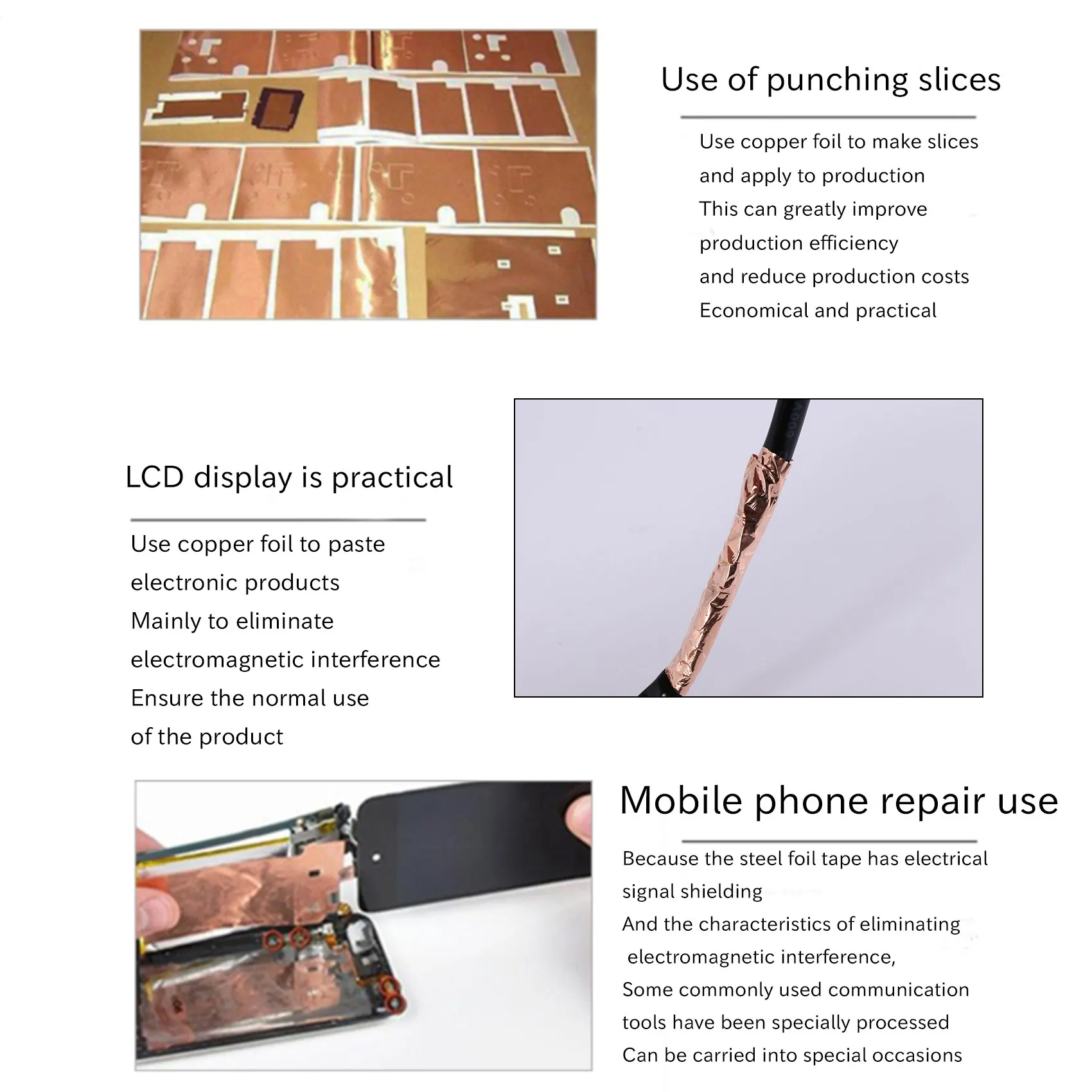 شريط رقائق نحاسية لحماية الإيمي ، لاصق موصل للإصلاحات الكهربائية ، شريط حاجز حلزوني ، جيتار ، 50*30 م