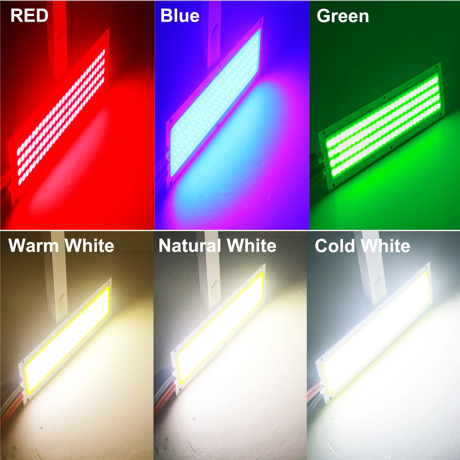 DC 12V LED COB 12W Chip Light Source Strip Bulb Panel Warm Natural Cold White Blue Red Green Color 120x36mm For DIY Car Lamp