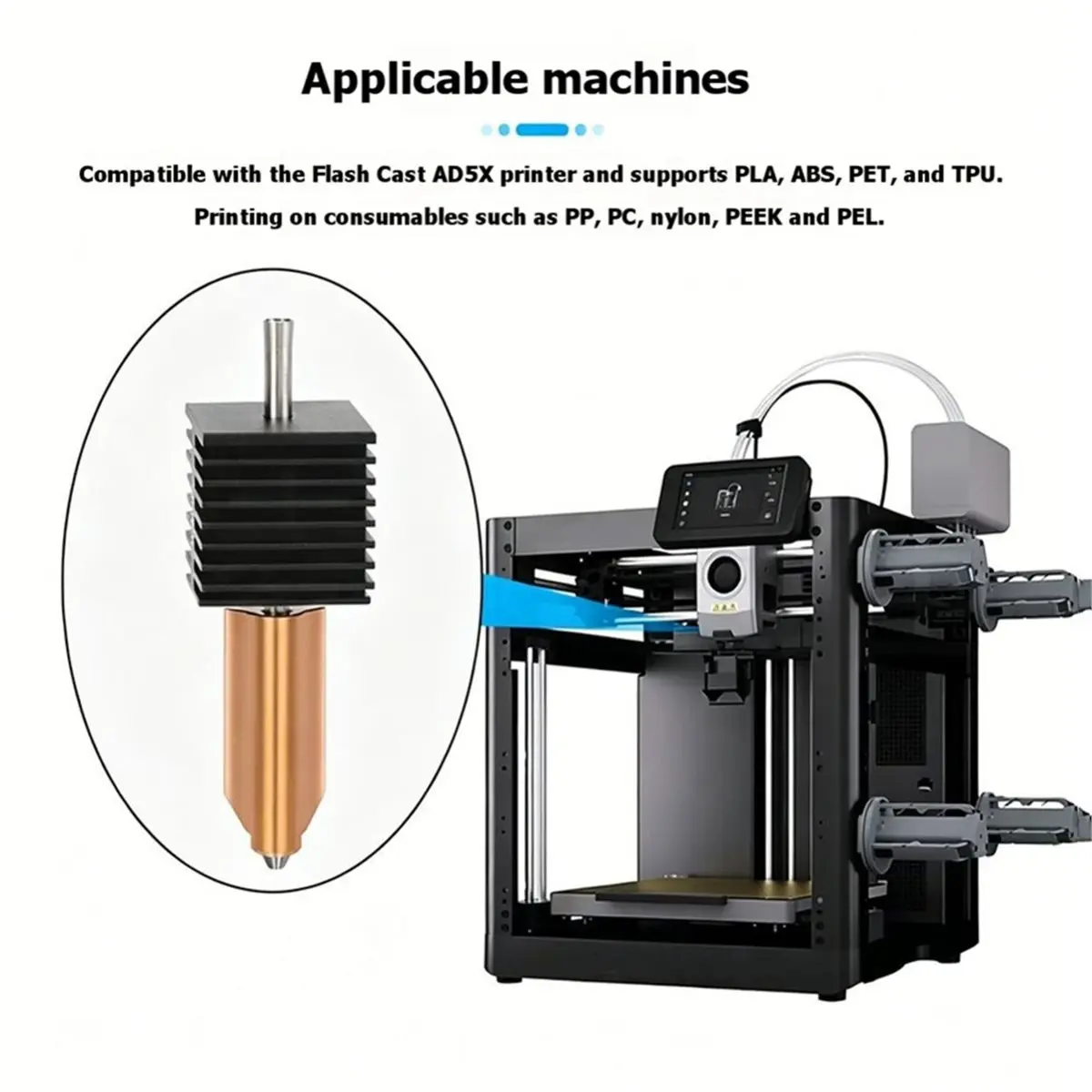 For AD5X 0.25mm Nozzle Assembly Integrated Hotend Bimetallic Hardened Steel Kit 3D Printer Accessories