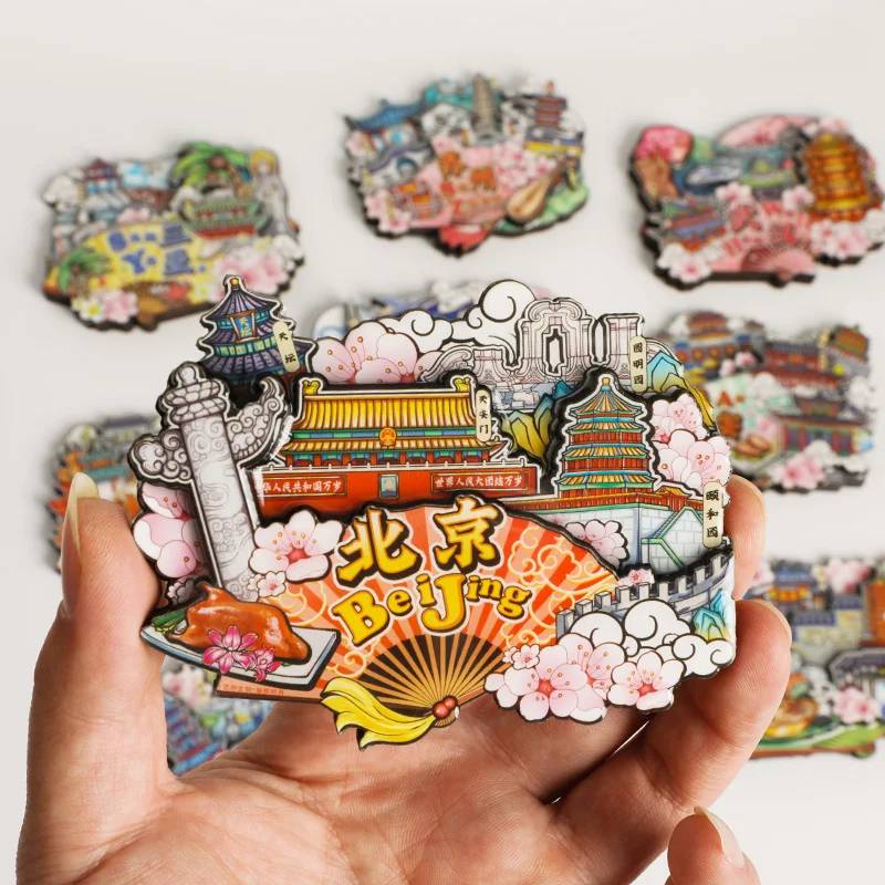 

China Style City Travel Refrigerator Sticker Magnet Shanghai Chengdu Changsha Sanya Tourism Souvenir Gift Home Decoration