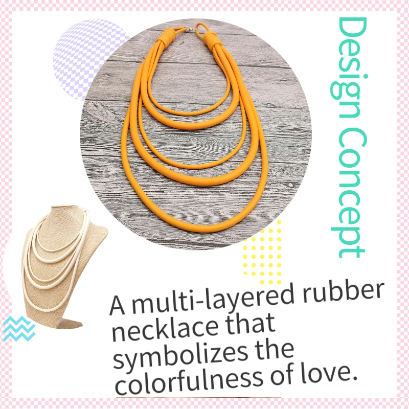 BARWODO Layered Long Necklace For Women Korean Fashion Designer Jewelry Multi Layer Rubber Chains Statement Necklace Accessories