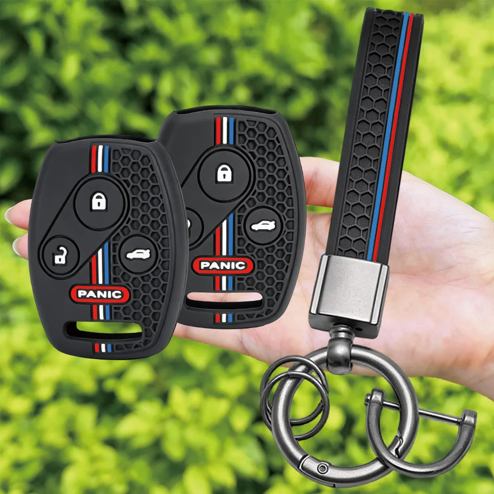 For Honda Accord Civic CR-V Jazz Pilot FR-V Protective Silicone Key Cover With Key Ring Holder