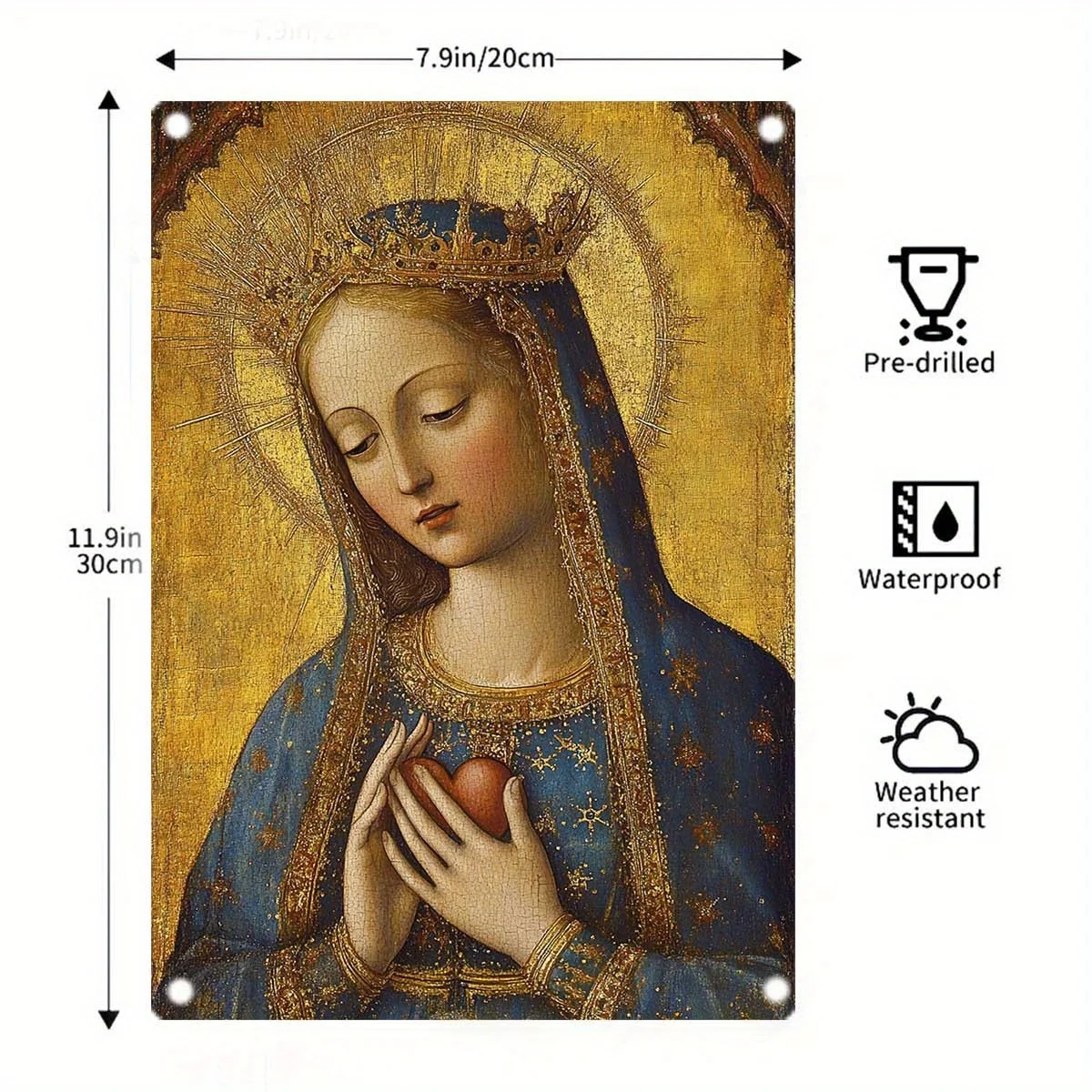 Peinture sur étain de 20,32 x 30,48 cm, Stil Vintage, Iconographie Catholique, pour la играoration de la Maison, du bureau, du