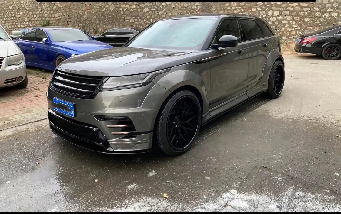 Kit de corpo de para-choque de carro, para range rover, velar, atualização, estilo lm, kit de corpo largo, grade de spoiler dianteiro e traseiro