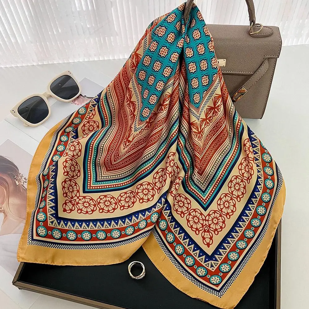 Luxury Design Horse Print Skinny Silk Square Scarf for Women Soft Satin Neckerchief Scarves Bag Ribbon Female Foulard Hairband