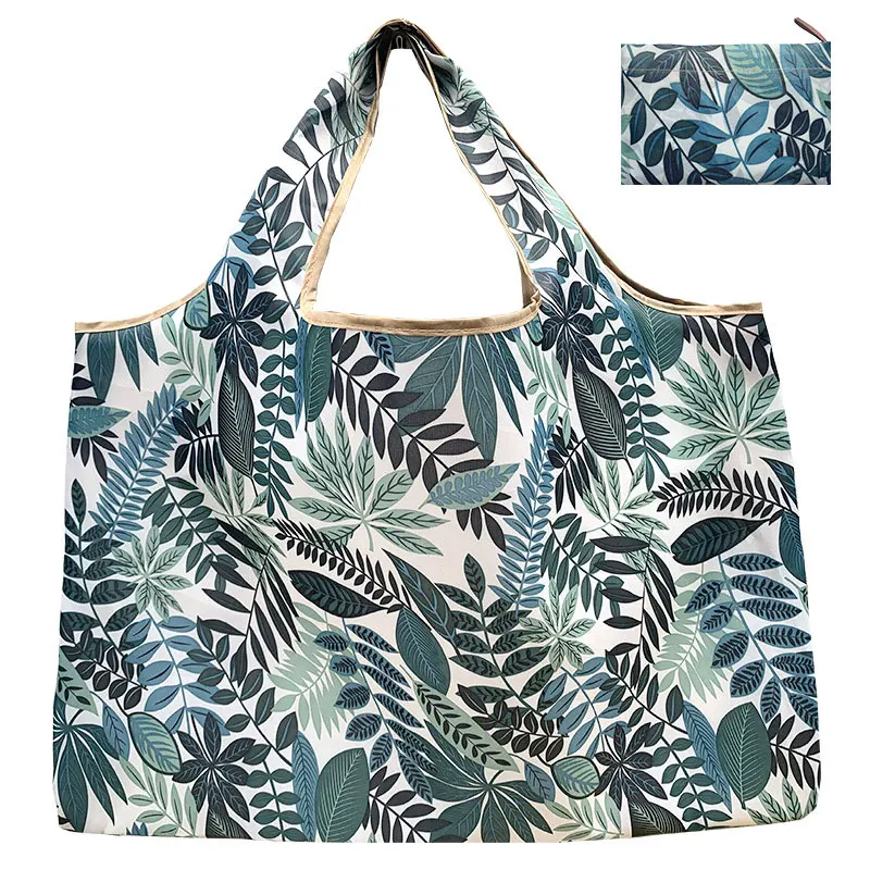 Reusable Grocery Bags Large-capacity Portable Tote Shoulder Bag Lightweight Print Handbag For Shopping Durable Nylon Shopper Bag