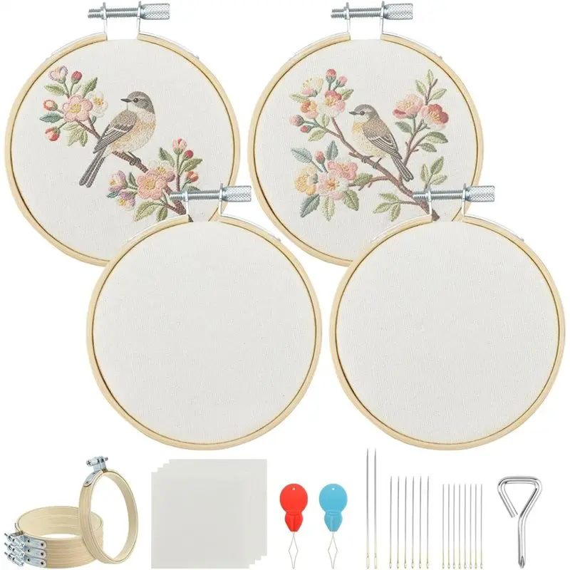 

【LAST CHANCE】3 Inch Embroidery Hoop Set, For All Stitching Techniques, Solve Fabric Slippage, Threading Hassles, Saves Time