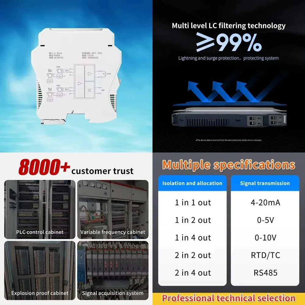 

Isolator Signal Isolated Safety Barrier 4 20Ma Signal Conditioner 4 20Ma Isolator Circuit