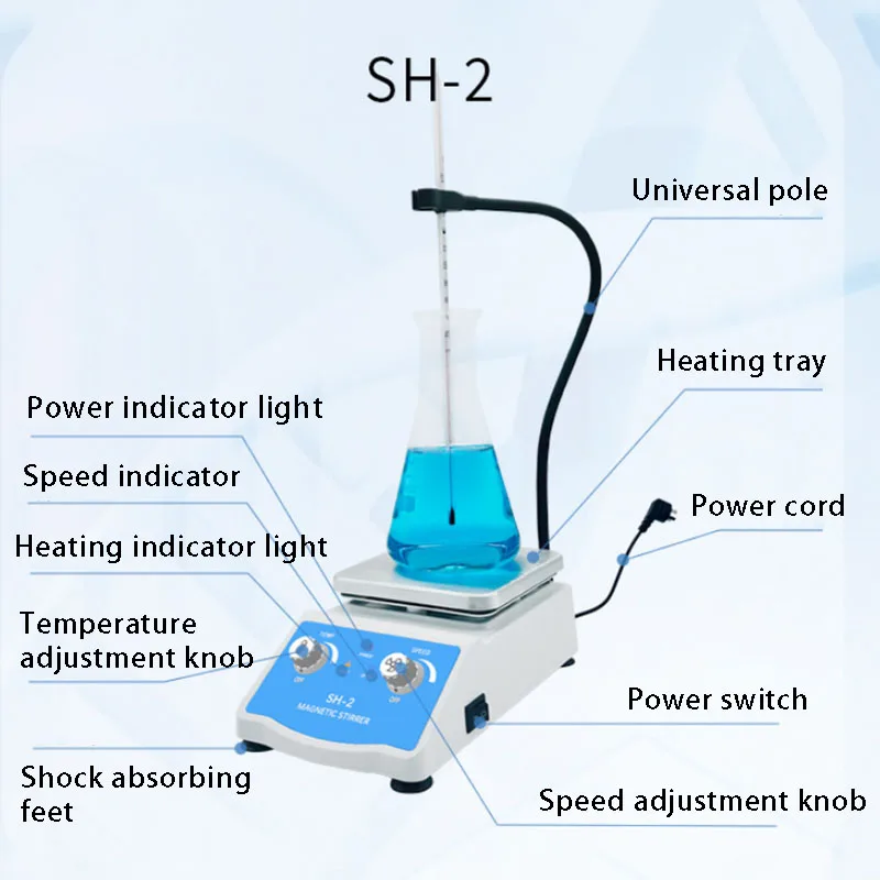 SH-2 Pengaduk Magnetik Digital Pengaturan Kecepatan Pemanasan Laboratorium Mixer Pigmen Vertikal Listrik Kecil