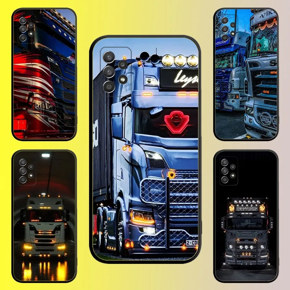 Big Trucks Transporter Phone Case For Samsung Galaxy A13,A21s,A22,A31,A32,A52,A53,A71,A80,A91 Soft Black Shell