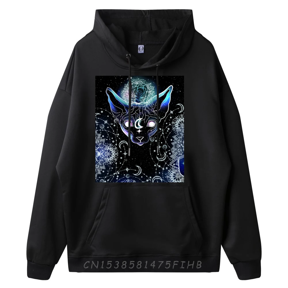 Wicked Black Sphynx Space Cat Gothic Hairless Cat Mens Designer Clothes Oversize Man Funny