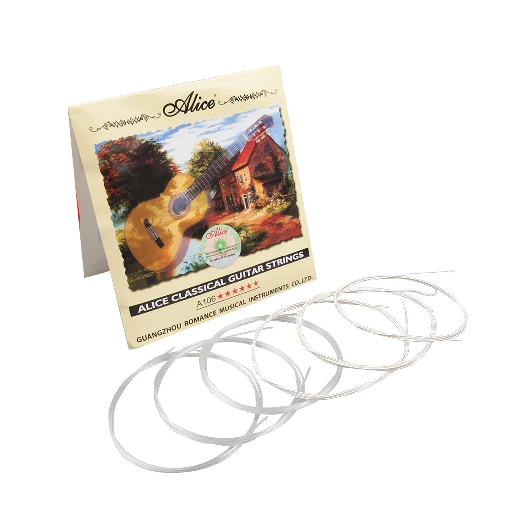 5 Packs Alice A106 Classical Guitar Strings Nylon Strings Silver Plated Copper Alloy Antirust Coating String Guitar Parts