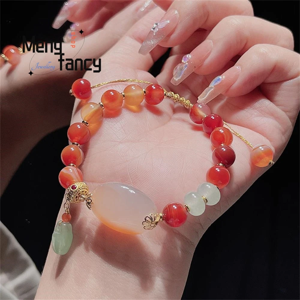 Natural Red Agate Butterfly High-class Sense Ancient Style Hand Rope Light Luxury Niche Exquisite Bracelet Fashion Fine Jewelry