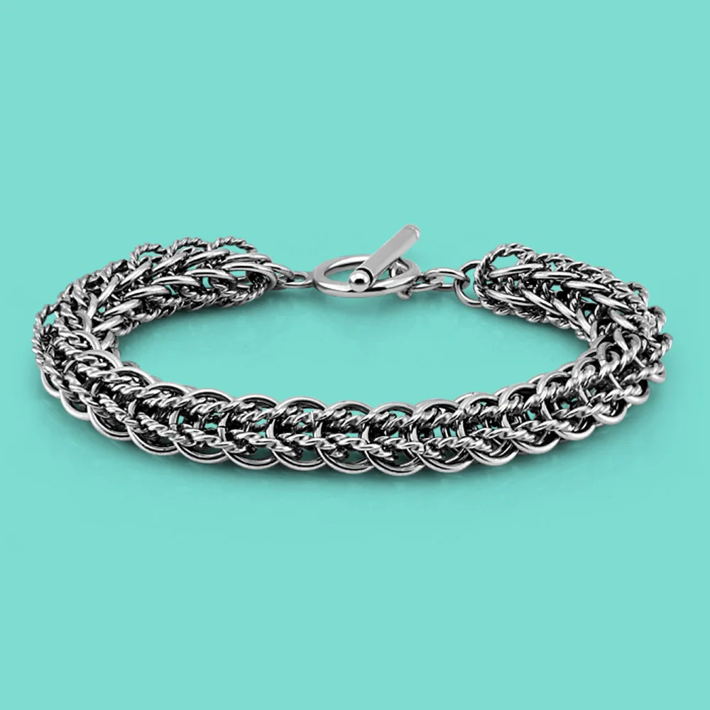 Cuban Chain Vintage Authentic Bracelets 925 Sterling Silver 10MM Wide Men's Chain Bangle & Bracelet Jewelry Valentine's Day Gift