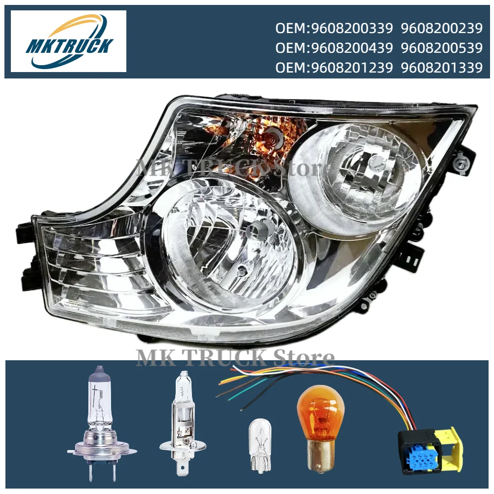 24V original Halogen headlight assembly with bulb and plug for Mercedes-Benz truck actros MP4 9608201239 9608201339 9608200339