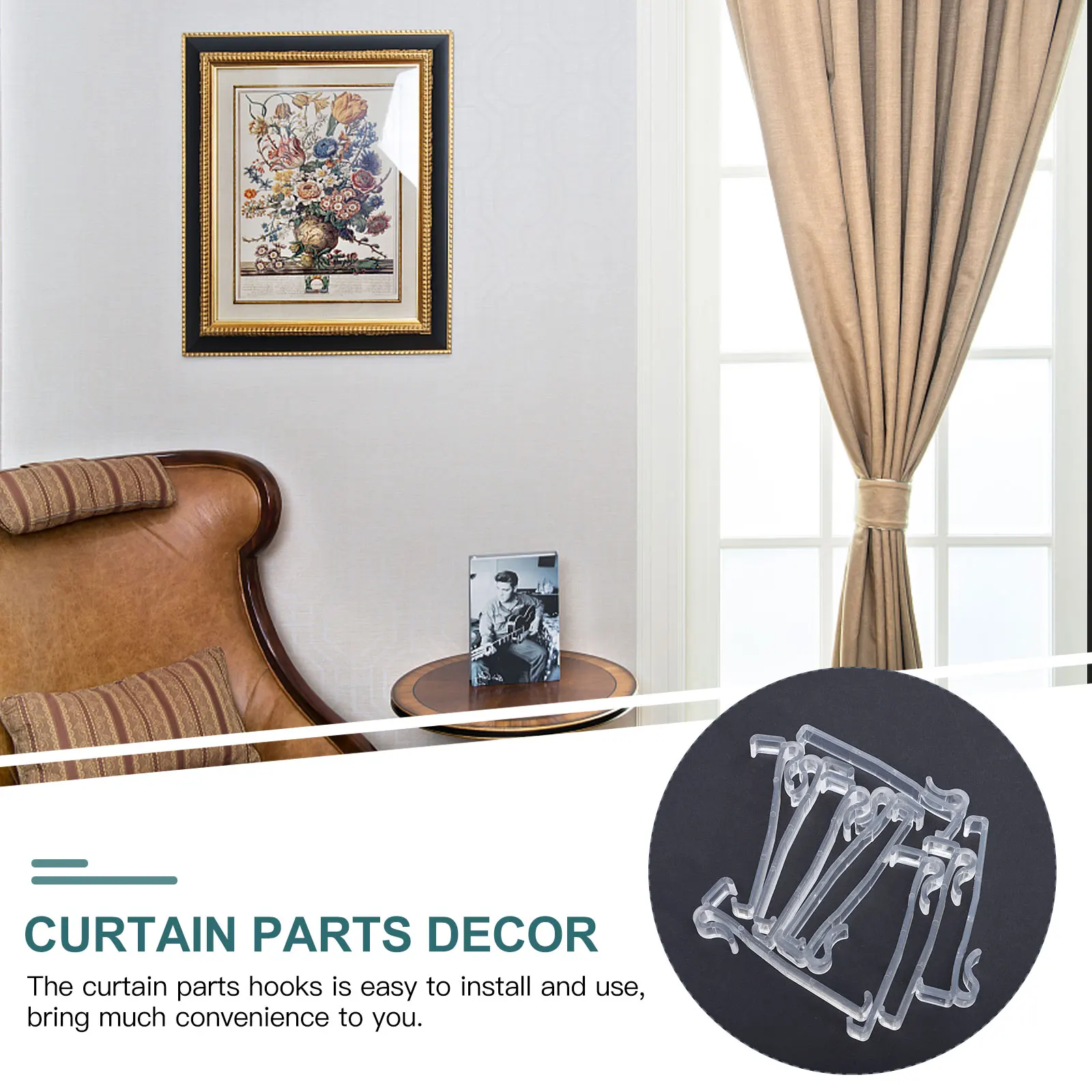 

10pcs Curtain Hooks Accessories Hidden Transparent Hangers Strong Bearing Capacity High Quality Material Window Hardware