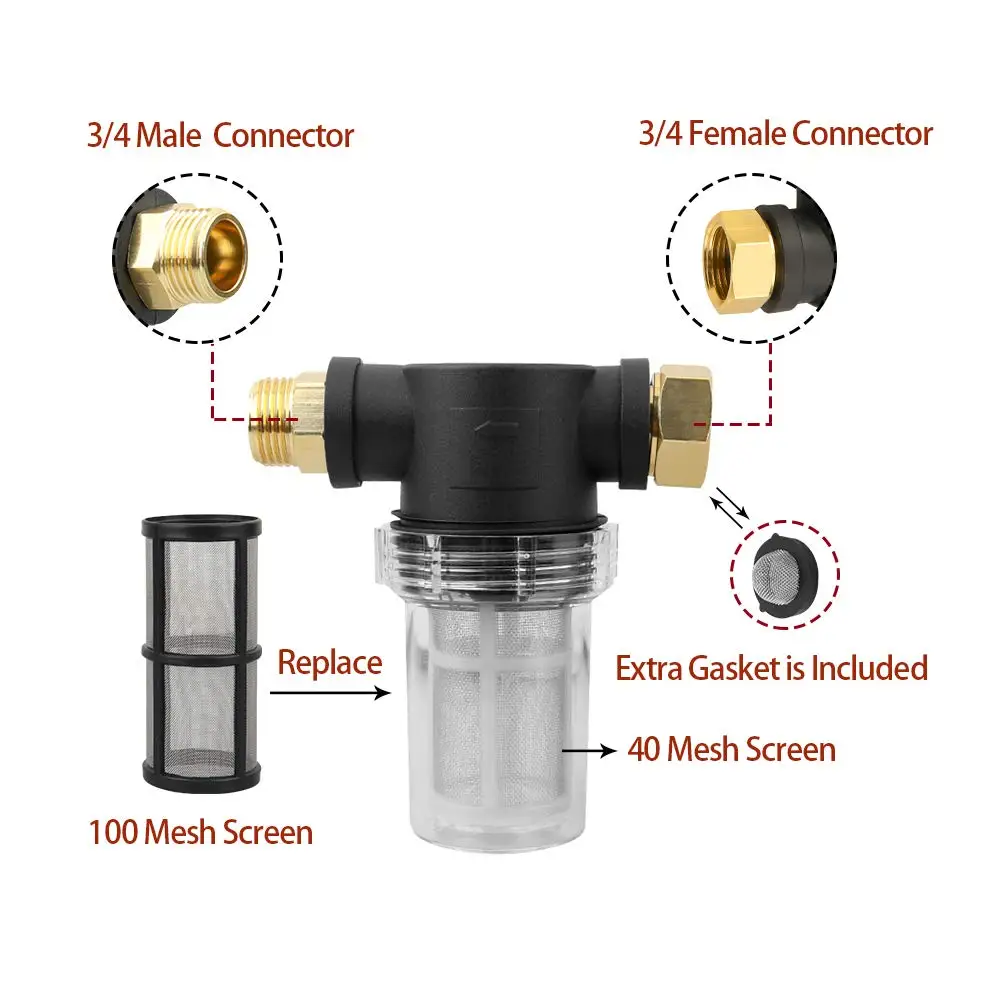 Car Wash Machine Inlet Filter Threaded Joint Garden Water Pipe American Standard Thread Car Wash Gun Filter Mesh Joint