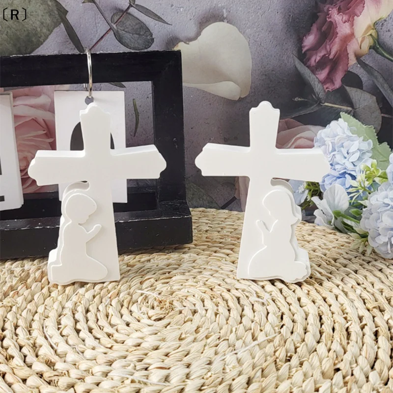 Perofr OmnaCross Junge Mädchen Gebet Kerze Silikonform DIY Handwerk Dekor Harz Gips Kerzenständer Basis Handgefertigte Ornamentform Perowinter2 soi