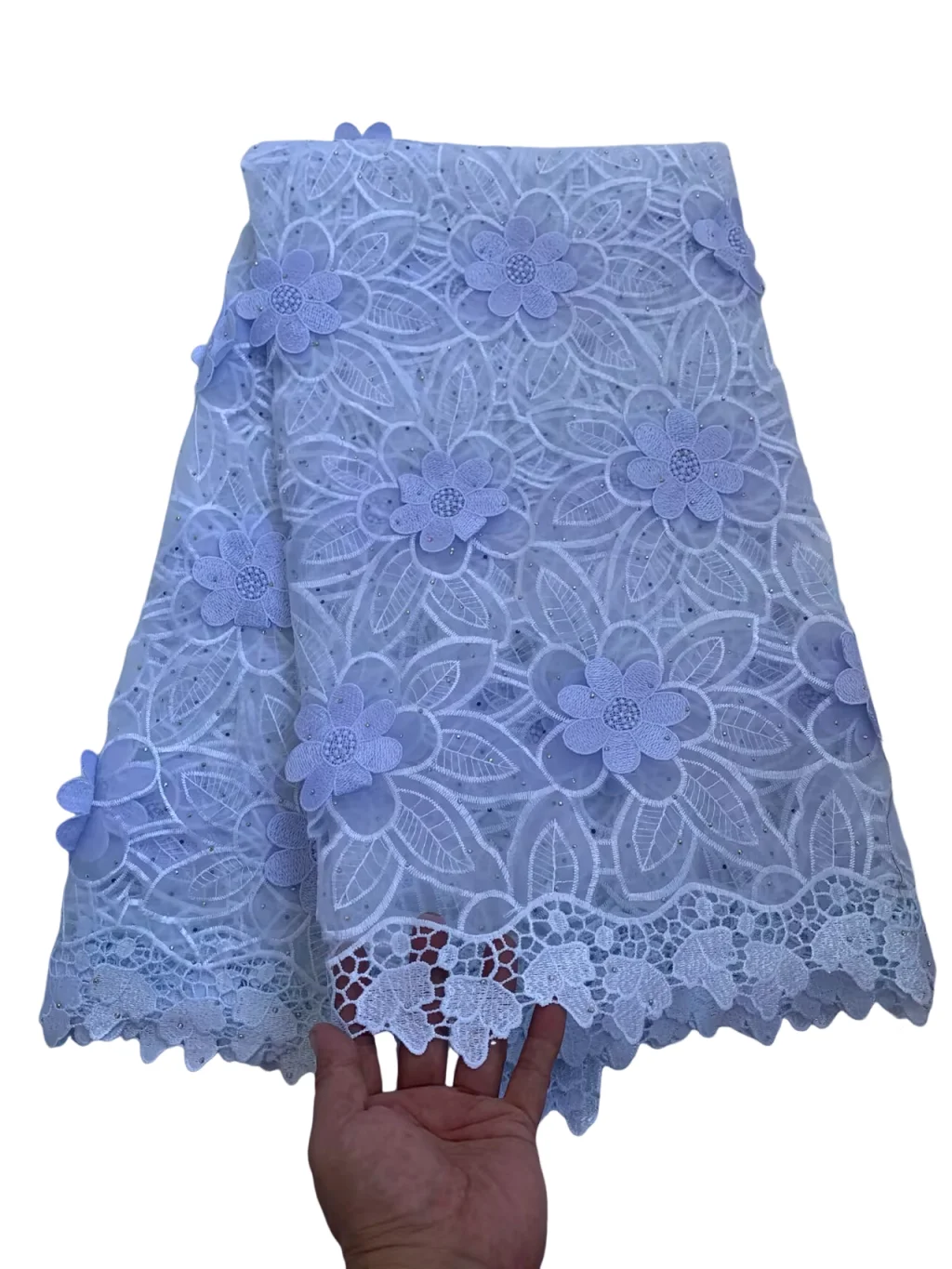 

White Organza Hand Cut Holes And Water Soluble Base Lace Fabric 2025 High Quality Embroidery French Nigerian Lace Fabric For Sew