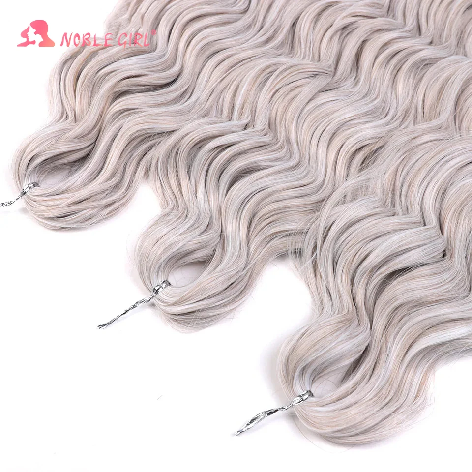 Synthetic Anna Hair Loose Deep Wave Braiding Hair Extensions 24 Inch Water Wave Braid Hair Ombre Blonde Twist Crochet Curly Hair