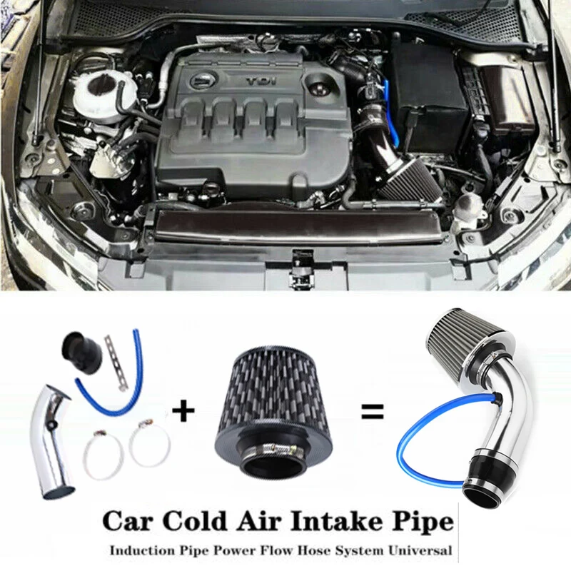 

Chrome 3" High Flow Cold Air Intake Filter Induction Kit For Honda Civic CR-V Aluminum With Cone Air Filter Inlet Accessories