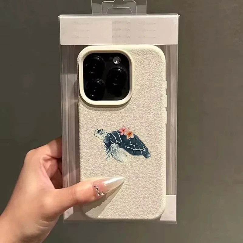 Custodia per telefono con motivo acquerello tartaruga marina floreale per iPhone 17 16 15 14 Pro Max 16 Plus 11 12 13 Pro 17 Cover morbida antiurto aerea