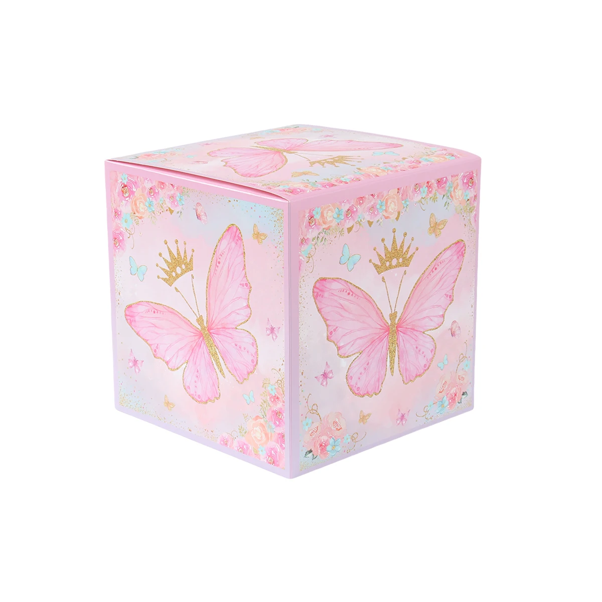 Baby Shower Boxes Birthday Party Decorations Pink Butterfly Paper Boxes with Letters Girls Baby Shower Supplies Birthday Gift