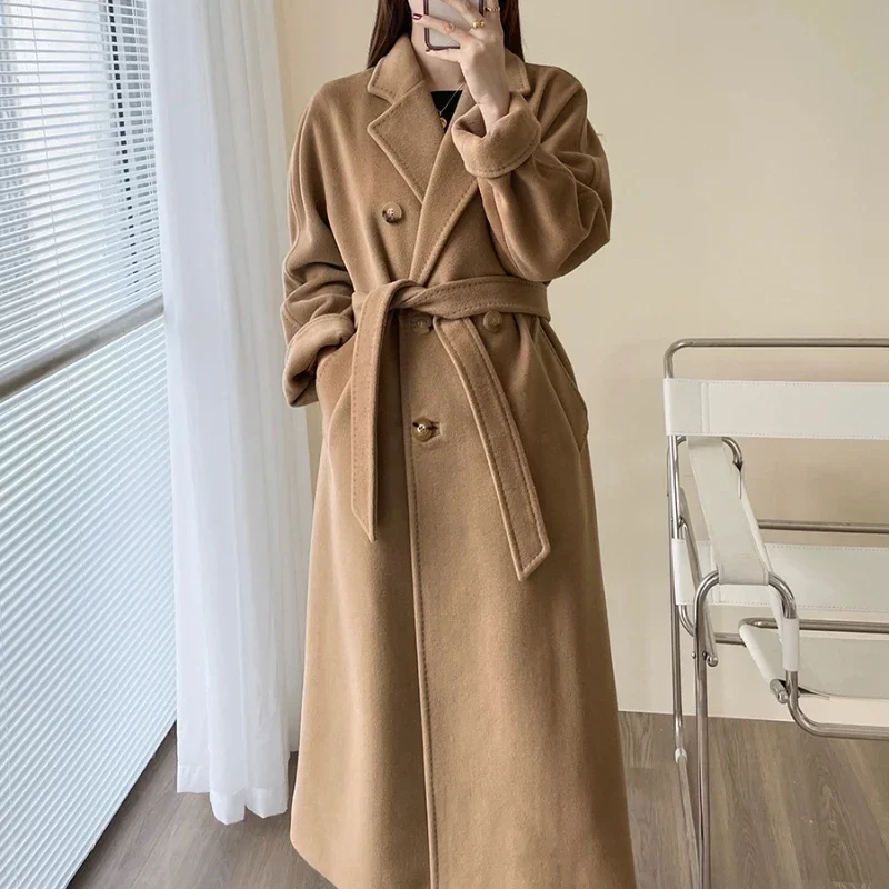 Black Overcoat Wool Coats Long Trench Coat for Women Clothing Spring Autumn Korean Sweet Cashmere Coats and Jackets Women Zm766