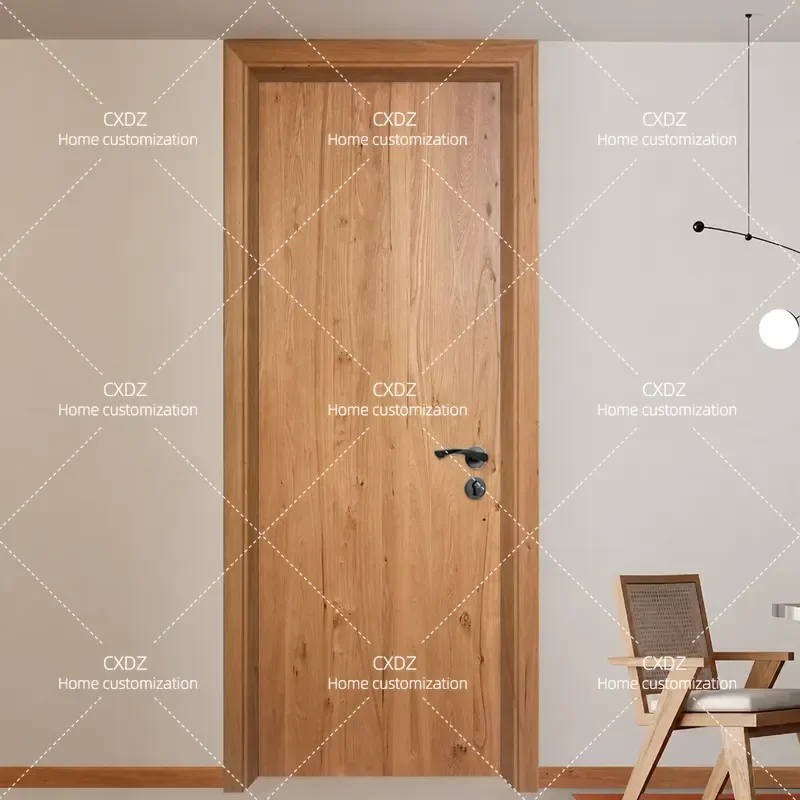 Log Style Solid Wood Door Custom Multi Layer Casement for Home Office Kitchen Bathroom Study Indoor Open Paint Finish