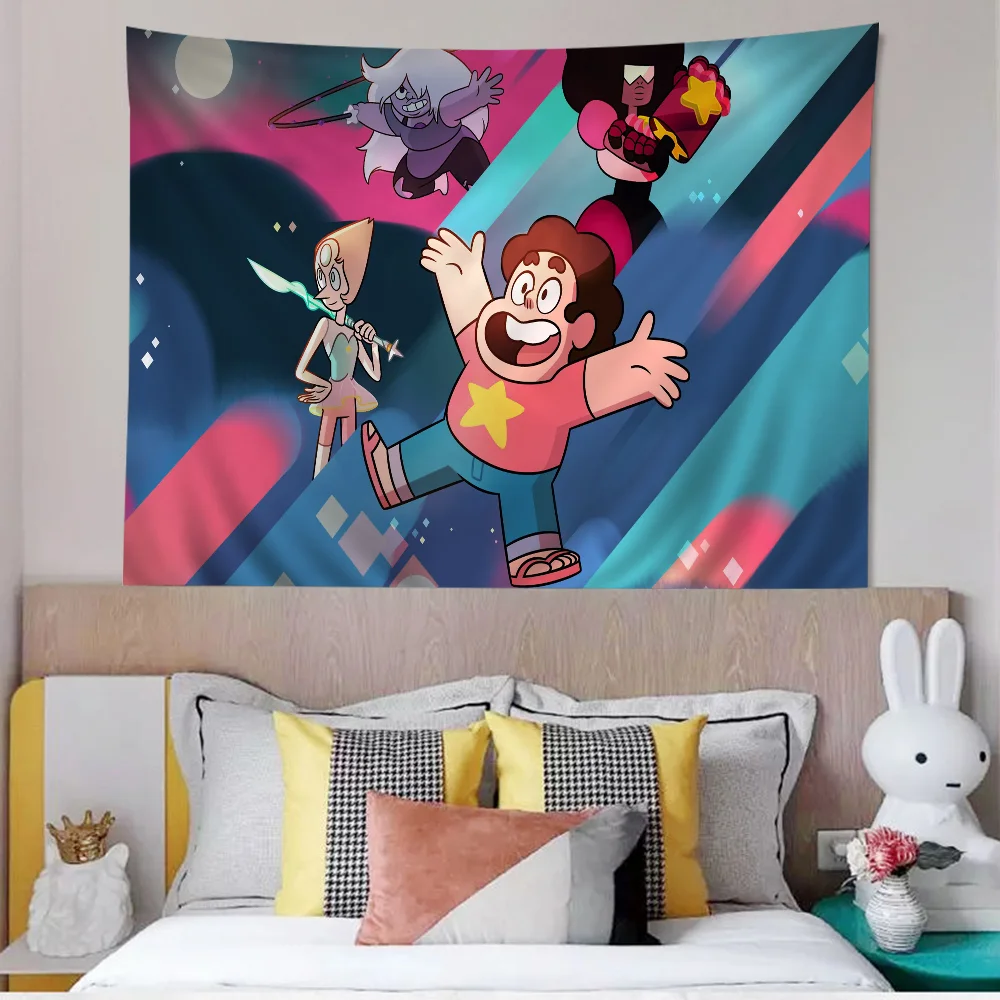 S-Steven U-Universe Anime Tapestry Hippie Flower Wall Carpets Dorm Decor Cheap Hippie Wall Hanging