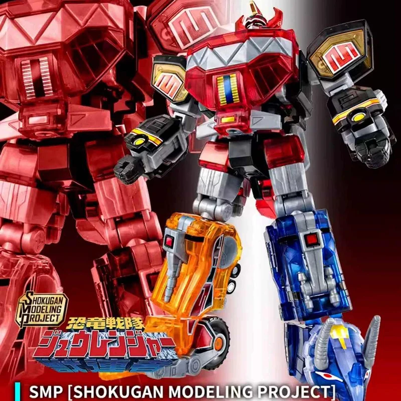 Original BANDAI SMP Mighty Morphin Power Rangers Mighty Morphin Dino Megazord Assembling Action Figure Model Toys Gift for