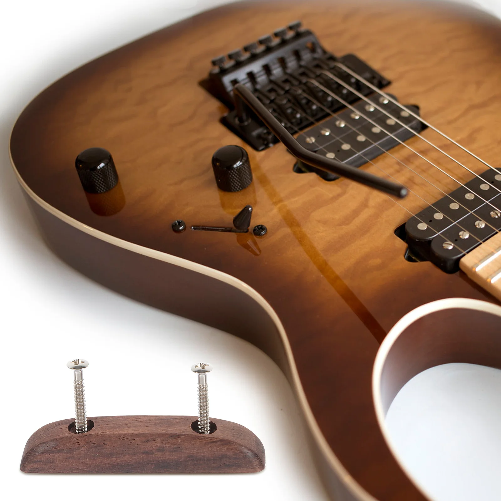 

2pcs Rosewood Thumb Rest For Guitar Bass Natural Wood Finger Support Easy Install Reduce Fatigue Guitar Bass Accessories