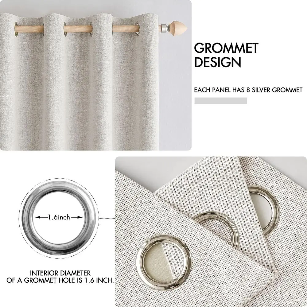 Tende termiche isolate testurizzate in lino color crema, 52x96, 2 pannelli, oscuranti per camera da letto e soggiorno, decorazioni di lusso