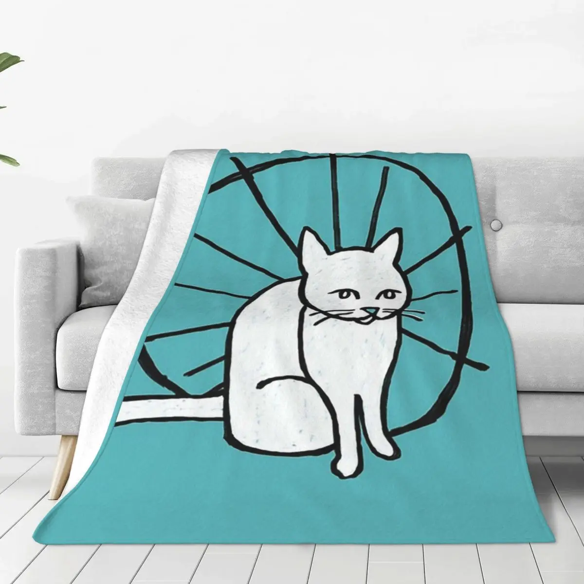 Mantas de franela transpirables para sofá, colcha de viaje para el hogar, dormitorio, lindo gatito, gato