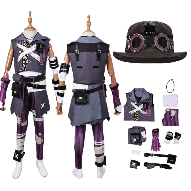 

Kids Arcane Isha Cosplay Hat Costume LoL Fantasia Children Vest Pants Belt Gloves Necklace Outfits Halloween Carnival Party Suit