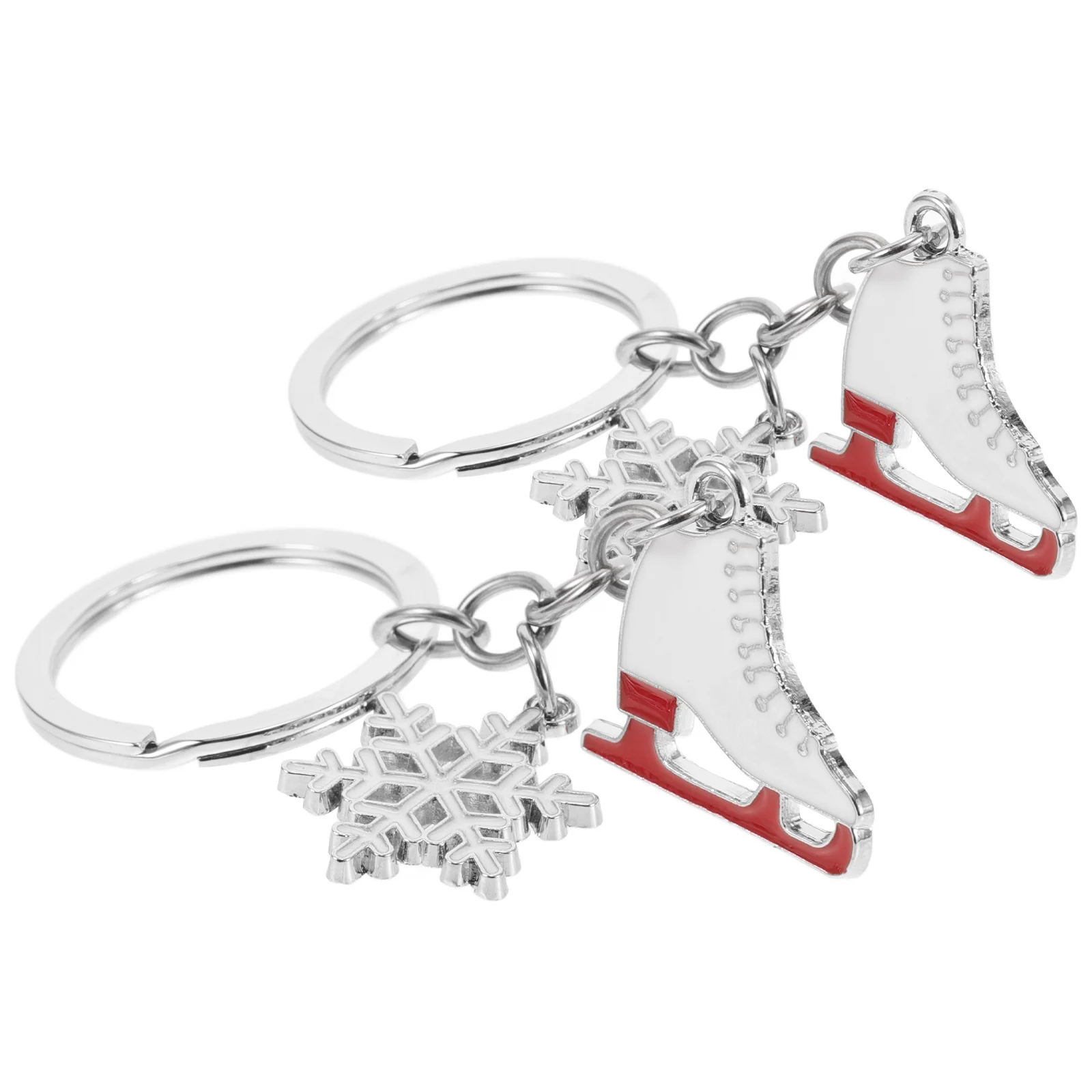 

2pcs Ice Skating Snowflake Keychain Cute Key Ring Bag Charm Car Decor Multi Functional Handbag Accessories Roller Skate Shoe