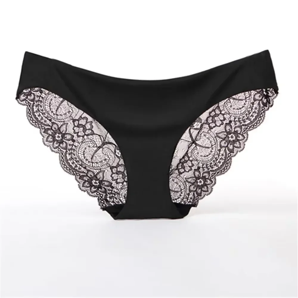 Women\'s Sexy Lace Panties Seamless Cotton Breathable Briefs Girls Transparent Underpants Plus Size Brand Underwear 1 Piece