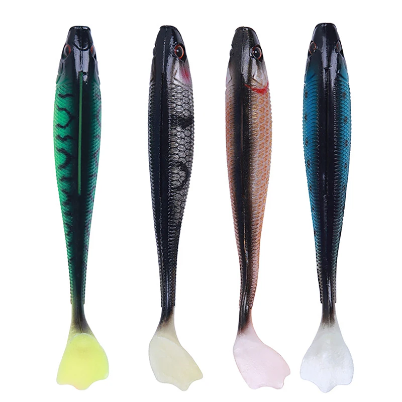 7Pcs Imitation Fish Soft Lure Duck Paw Tail Road Runner 9cm 5.6g Fake Bait with Fishy 3D Fish Eye Lure Fishing Tackle