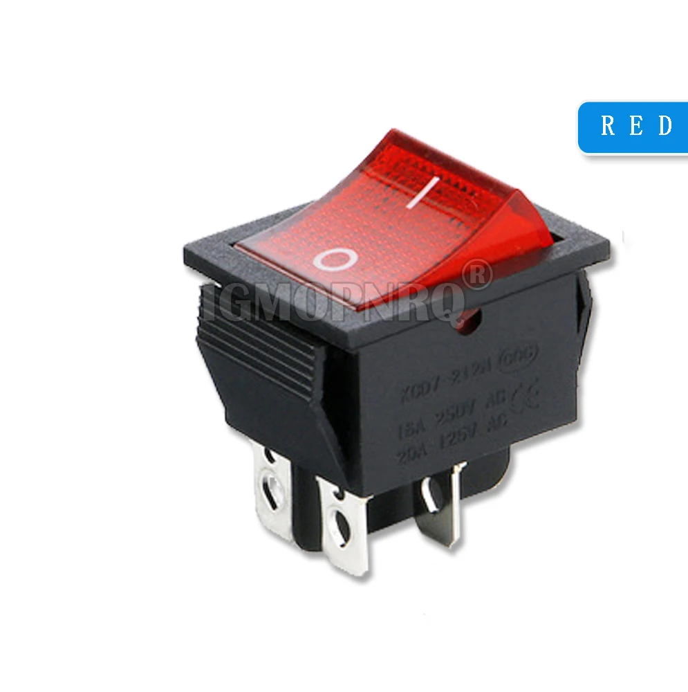 5PCS KCD4-202 4Pin 25*31 Power Switch With Light 25x31mm 20A 125VAC Rocker Switch 25x31 16A 250VAC new