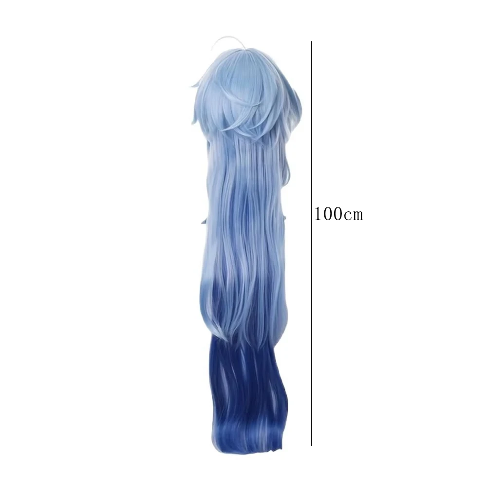 Anime Cosplay Ganyu Wig Long Straight Light Blue Gradient Blue Synthetic Hair Peluca For Frieren Festival Halloween Props