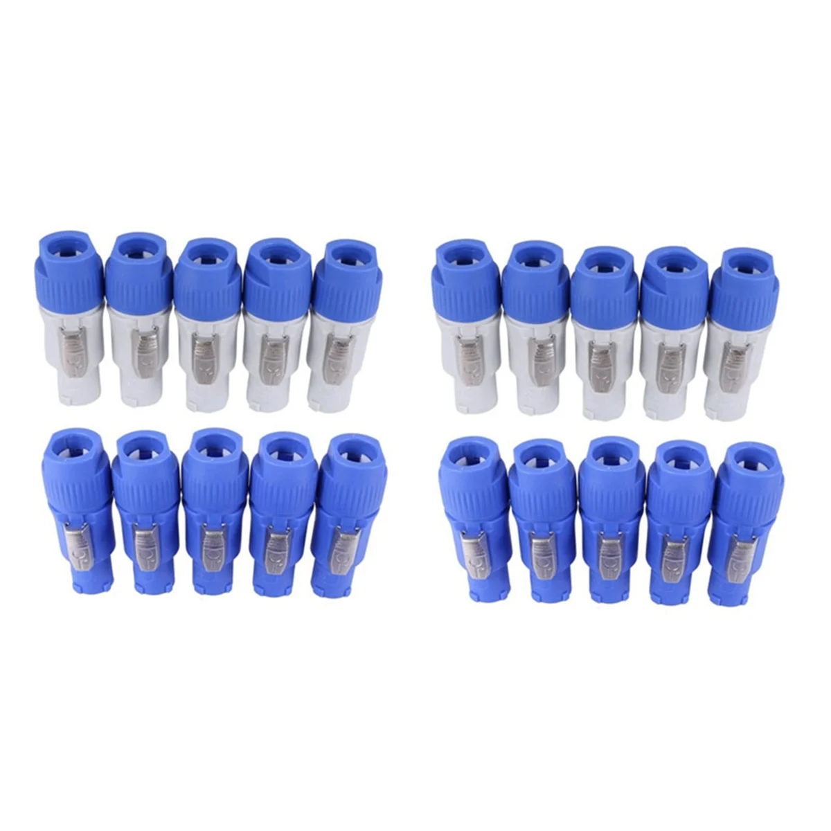 B23B 20PCS 3 Pin Male Powercon Connector NAC3FCB Speakon Plug 20A 250V AC Power Plug Connector Blue and Grey White