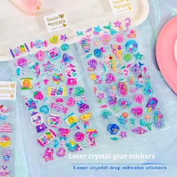 Dazzling Laser Crystal Three-dimensional Drop Glue Sticker Flash Cute Girl Heart Fresh Hand Ledger Unicorn Candy Sticker