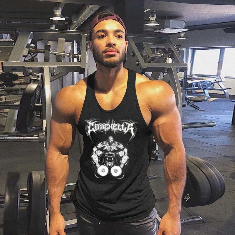 سترة اللياقة البدنية Y Back Stringer للرجال - قميص بدون أكمام لرياضات كمال الأجسام في صالة الألعاب الرياضية، سترة جري مسامية للتدريب على التمرين