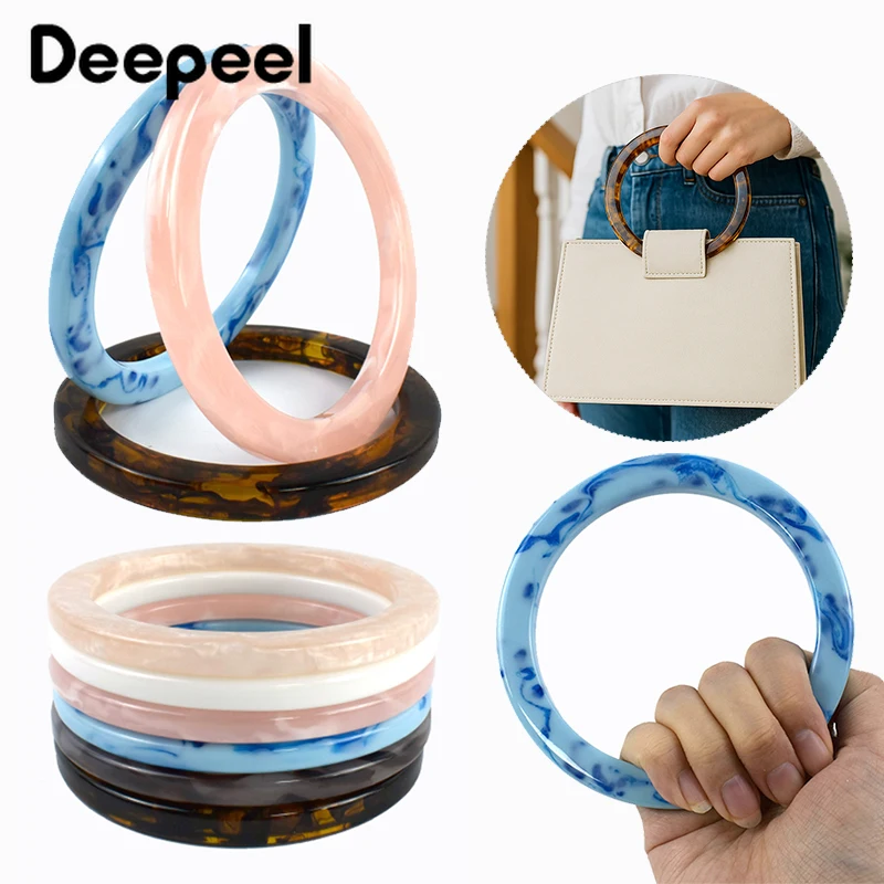 

2 шт., 9,4 см, круглая ручка для сумок из смолы, пластиковое янтарное уплотнительное кольцо для тканого кошелька, ручки для сумок, сделай сам, аксессуары для сумок ручной работы