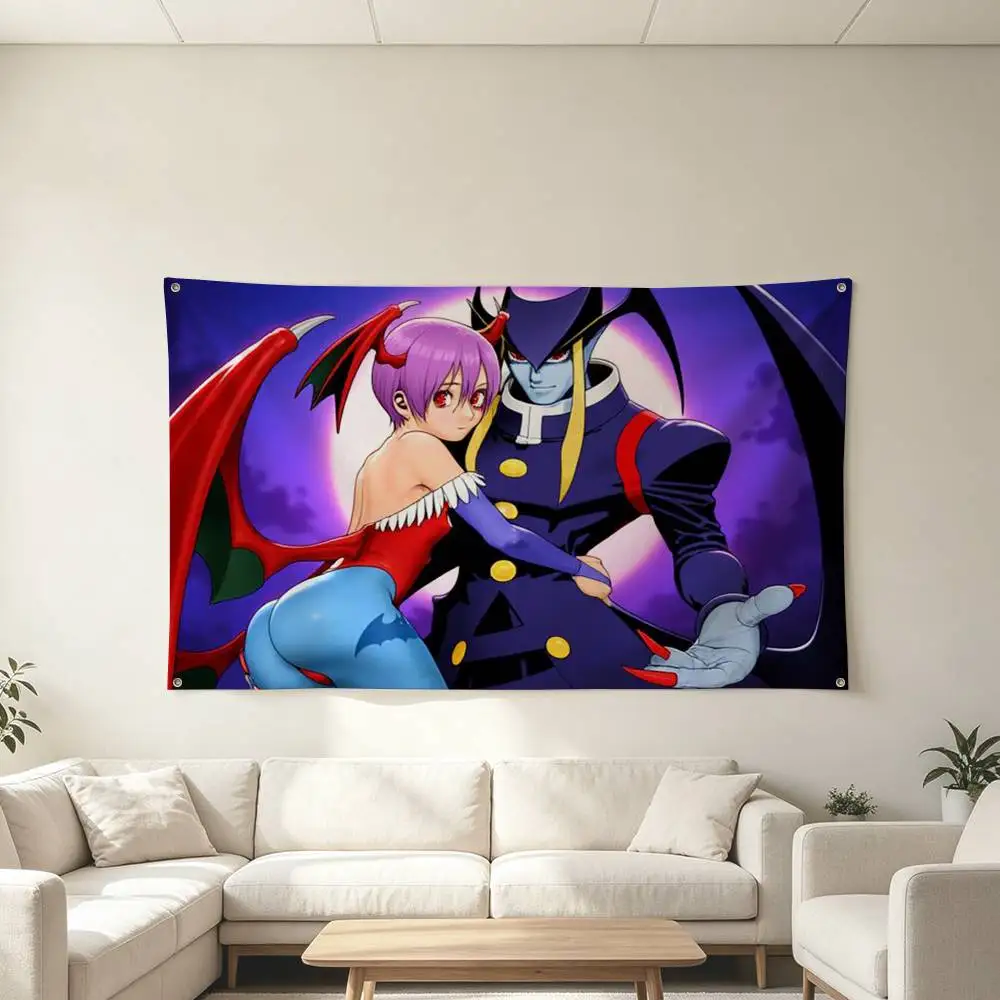 Darkstalkers-S Jedah Lilith Flags Wall Hanging Tapestry Outdoor Garage Room Decorative flag