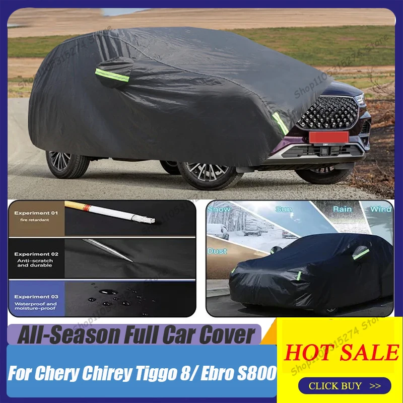 Full Car Covers Indoor Outdoor Snow Rain Waterproof Cover For Chery Chirey Tiggo 8/ Ebro S800/ Sportequipe 7/ DR 7.0 2017-2025