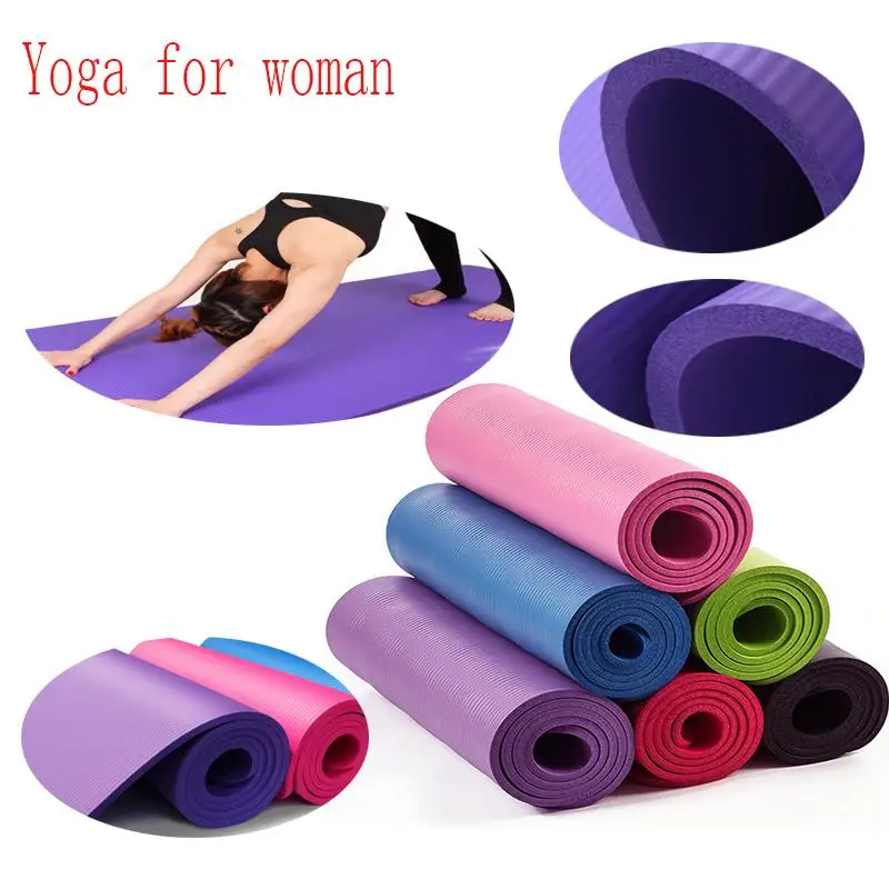 Deluxe Yoga Mat Anti-slip 10mm Thick Nitrile Rubber Pad for Dance Gymnastics Tablet Support Fitnes Training Specific Portable